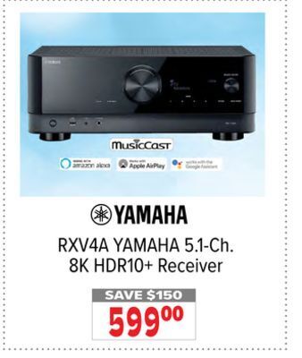 2001 Audio Video Yamaha 5.1-ch. 8k hdr10+ receiver offer