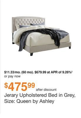 Ashley Furniture Jerary upholstered bed in grey, size: queen by ashley offer
