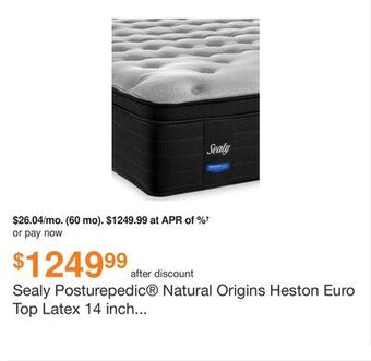 Ashley Furniture Sealy posturepedic natural origins heston euro top latex 14 inch mattress, size: queen offer