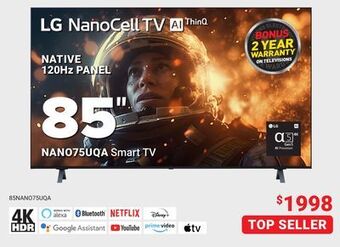 Visions Electronics Lg native 120hz panel 85 nano75uqa smart tv offer