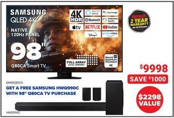 Visions Electronics Samsung 98 q80ca smart tv offer