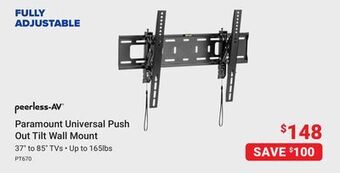 Visions Electronics Peerless-av paramount universal push out tilt wall mount offer