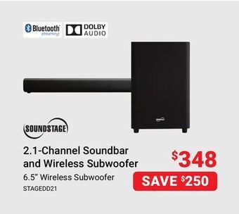 Visions Electronics Soundstage 2.1-channel soundbar and wireless subwoofer offer