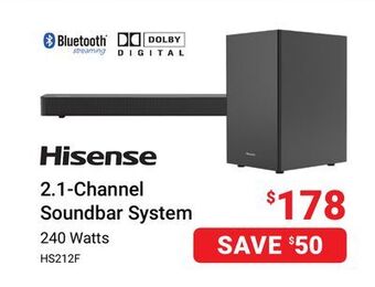 Visions Electronics Hisense 2.1-channel soundbar system offer