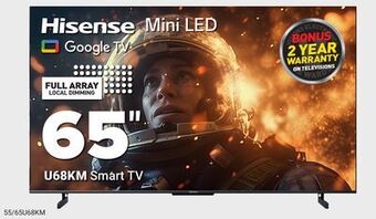 Visions Electronics Hisense mini led google tv 65 u68km smart tv offer