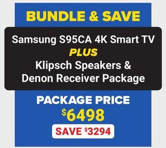 Visions Electronics Samsung s95ca 4k smart tv plus klipsch speakers & denon receiver package offer