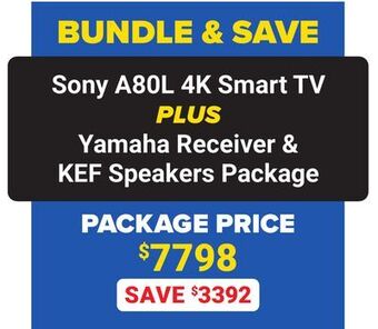 Visions Electronics Sony a80l 4k smart tv plus yamaha receiver & kef speakers package offer