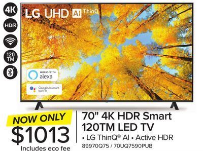 Leon's Lg 70 4k led trumotion 120 smart tv - 70uq7590pub offer