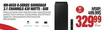 Centre Hi-Fi Samsung hw-b650 b-series soundbar 3.1 channels 430 watts - sub offer