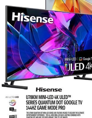 Centre Hi-Fi Hisense u78km mini-led 4k uled series quantum dot google tv 144hz game mode pro 55 offer