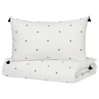 IKEA Rävtörel duvet cover and pillowcase(s), white/black, double/queen offer