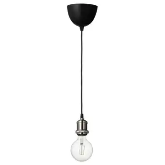 IKEA Jällby / lunnom pendant lamp with led bulb, nickel plated/globe clear offer