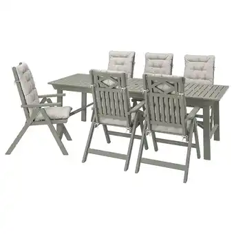 IKEA Bondholmen table + 6 reclining chairs, outdoor, gray stained/kuddarna gray offer