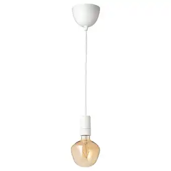 IKEA Sunneby / molnart pendant lamp with led bulb, white/bell-shaped brown clear glass offer