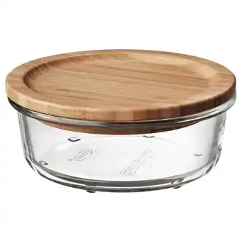 Ikea 365+ food container with lid, round glass/bamboo, 14 oz
