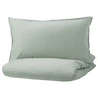IKEA Bergpalm duvet cover and pillowcase(s), green/stripe, twin offer