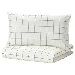 IKEA Vitklöver duvet cover and pillowcase(s), white green/check, twin offer