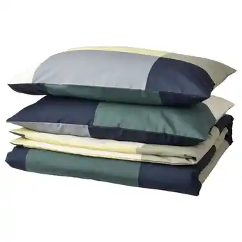 IKEA Brunkrissla duvet cover and pillowcase(s), green/multicolor, full/queen (double/queen) offer