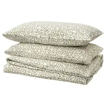 IKEA Sorgmantel duvet cover and pillowcase(s), white/green, king offer