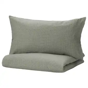 IKEA Åkerfibbla duvet cover and pillowcase(s), blue-green white/check, twin offer