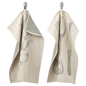 IKEA Vitnoppa tea-towel, patterned/green, 18x24 offer