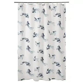 IKEA Vattensjön shower curtain, white blue/fish, 71x71 offer