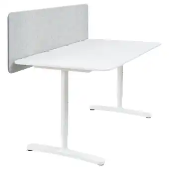 IKEA Bekant desk with screen, white/gray, 63x31 1/2 18 7/8 offer