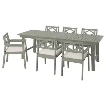 IKEA Bondholmen table+6 armchairs, outdoor, gray stained/frösön/duvholmen beige offer