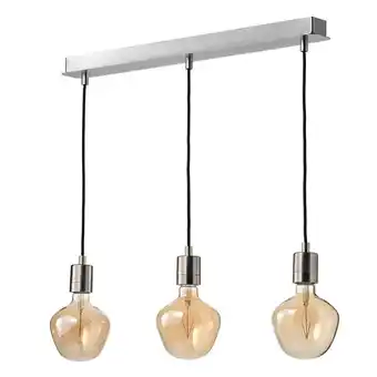 IKEA Skaftet / molnart pendant lamp with led bulb, rectangle nickel plated/bell-shaped brown clear glass offer