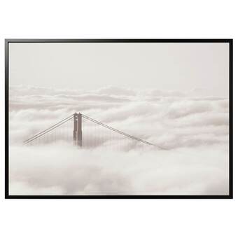 IKEA Björksta picture and frame, bridge and clouds/black, 78 ¾x55 offer