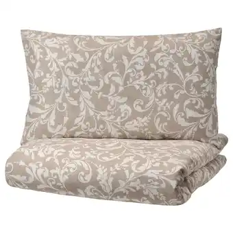 IKEA Vårbräcka duvet cover and pillowcase(s), beige/white, full/queen (double/queen) offer