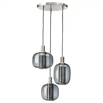 IKEA Högvind pendant lamp with 3 lamps, nickel plated/gray glass offer