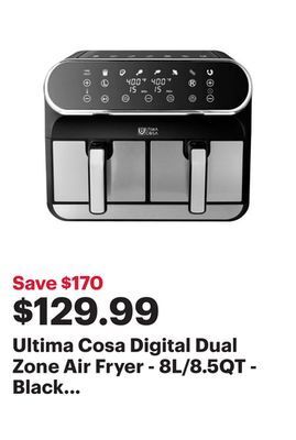 Best Buy Ultima cosa digital dual zone air fryer - 8l/8.5qt - black stainless steell - only at best buy offer