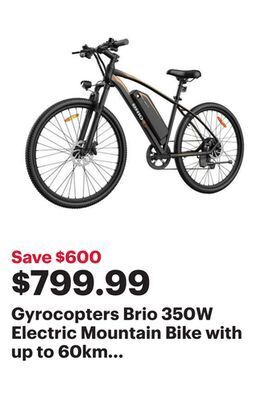 Best Buy Gyrocopters brio 350w electric mountain bike with up to 60km battery range - black - only at best buy offer