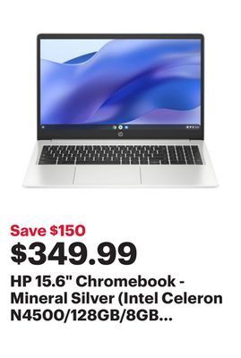Best Buy Hp 15.6 chromebook - mineral silver (intel celeron n4500/128gb/8gb ram/chrome os) offer