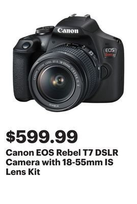 Best Buy Canon eos rebel t7 dslr camera with 18-55mm is lens kit offer