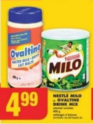No Frills NESTLE MILO, OVALTINE DRINK MIX 400g offer
