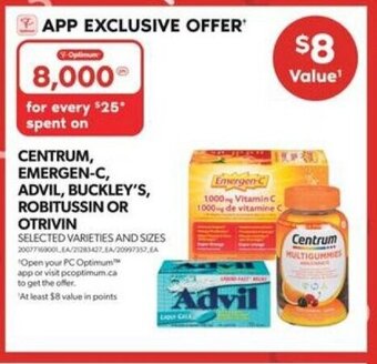 Real Canadian Superstore CENTRUM, EMERGEN-C, ADVIL, BUCKLEY'S, ROBITUSSIN OR OTRIVIN offer