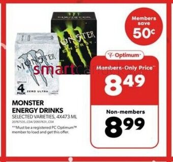 Real Canadian Superstore MONSTER ENERGY DRINKS 4X473 ML offer