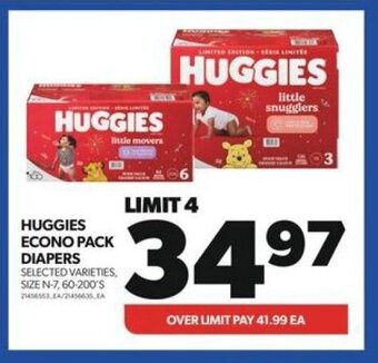 Real Canadian Superstore HUGGIES ECONO PACK DIAPERS SIZE N-7, 60-200'S offer