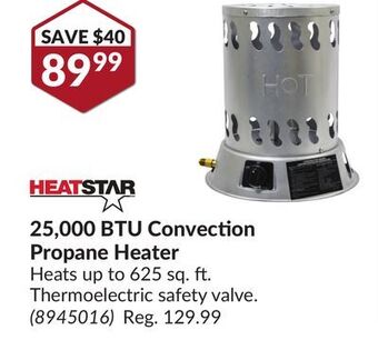 Princess Auto 25, 000 btu convection propane heater offer