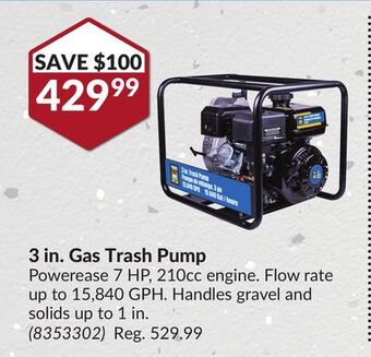 Princess Auto 3 in. gas trash pump offer