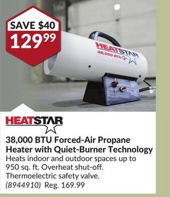 Princess Auto 38, 000 btu forced-air propane heater offer