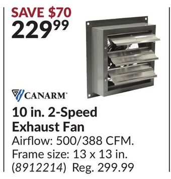 Princess Auto 10 in. 2-speed exhaust fan offer
