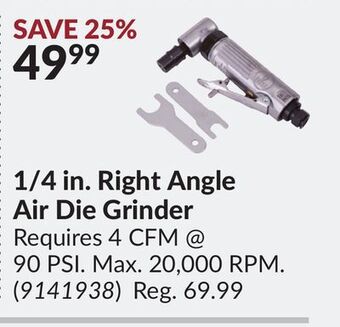Princess Auto 1/4 in. right angle air die grinder offer