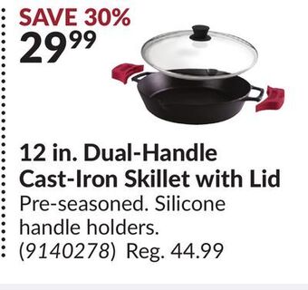 Princess Auto 12 in. dual-handle cast-iron skillet with lid offer