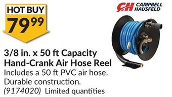 Princess Auto 3/8 in. x 50 ft capacity hand-crank air hose reel offer