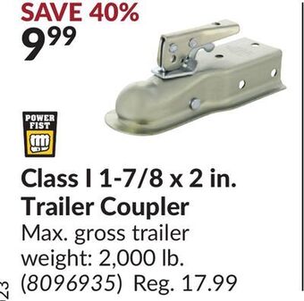 Princess Auto Class i 1-7/8 x 2 in. trailer coupler offer