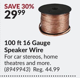 Princess Auto 100 ft 16 gauge speaker wire offer