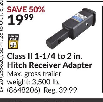 Princess Auto Class ii 1-1/4 to 2 in. hitch receiver adapter offer